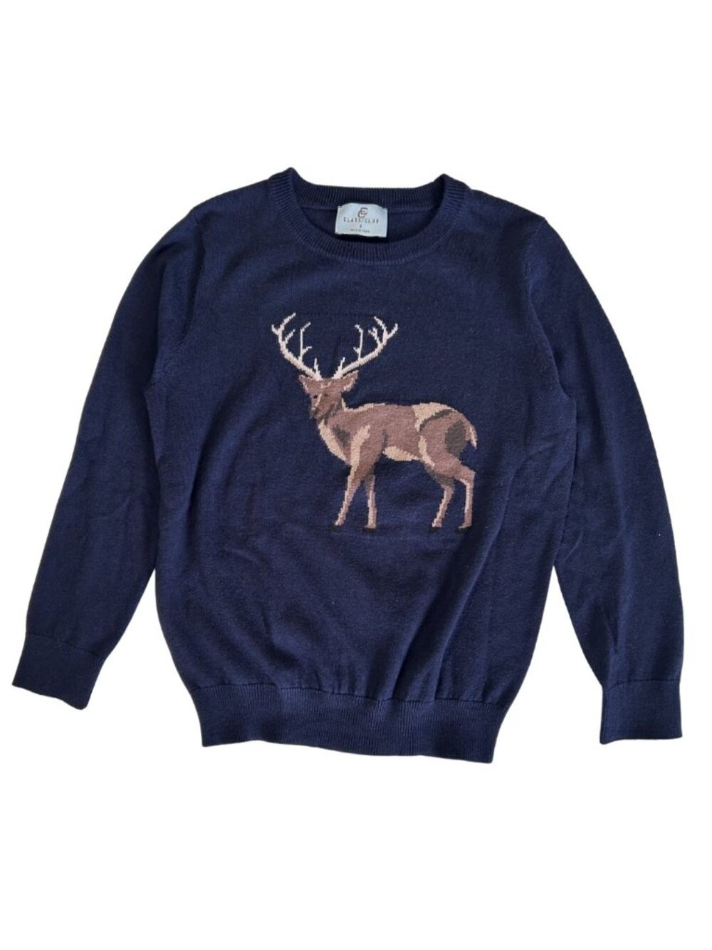 Class Club Navy Blue Deer Sweater, sz 8